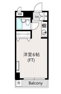 トレンチタウン(ワンルーム/4階)の間取り写真