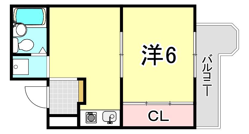 パレ・ラフィネ甲子園口(1K/4階)の間取り写真