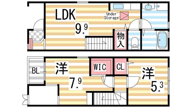 メゾネットエスペランサ(2LDK/1階)の間取り写真