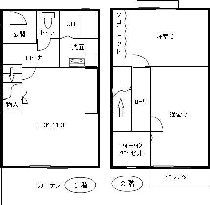 ルシアコート村野(2LDK/1階)の間取り写真