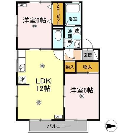 ハイカムール正円寺(2LDK/2階)の間取り写真