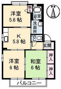 ルエスト A棟(3K/2階)の間取り写真