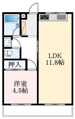 メゾンドタカ(1LDK/3階)の間取り写真
