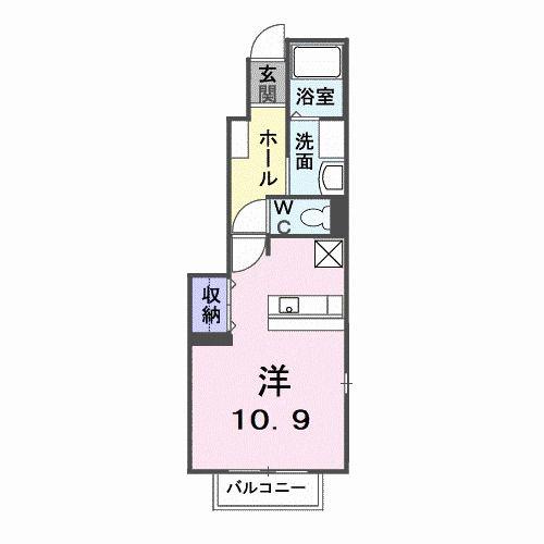 アスア・ラ・ルース(ワンルーム/1階)の間取り写真