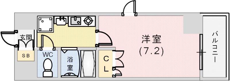 エスポワール三宮PARTII(1K/4階)の間取り写真