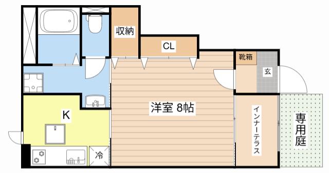 北大路2丁目アパート(1K/1階)の間取り写真