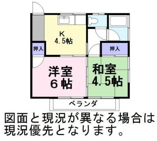コーポむつみ(2DK/2階)の間取り写真