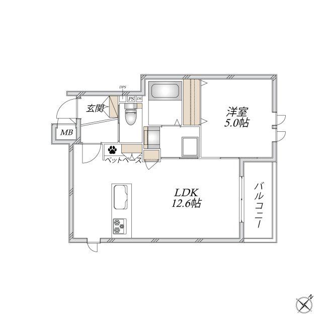 HEBEL MAISON TOSHI(1LDK/3階)の間取り写真