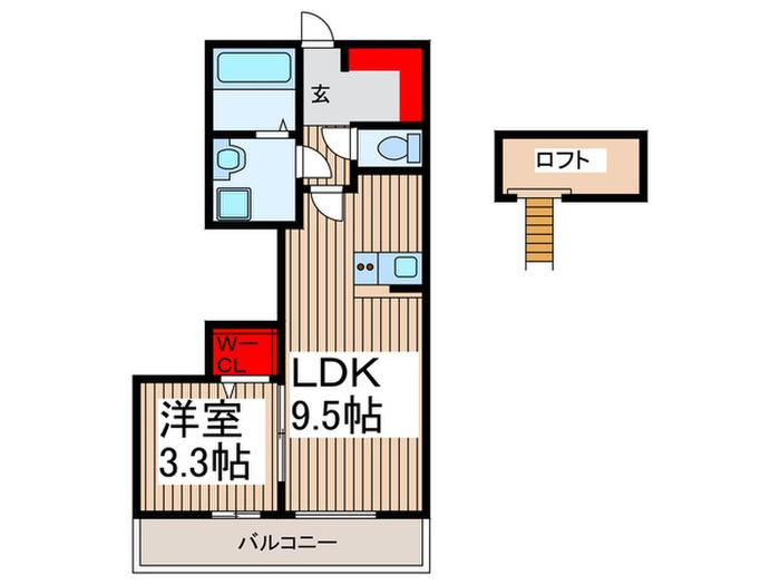 川口市鳩ケ谷緑町1丁目I(1LDK/3階)の間取り写真