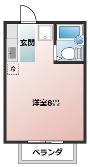 藤ハイツ(ワンルーム/2階)の間取り写真