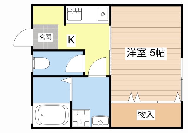 ヴィラ竜王B(1K/1階)の間取り写真