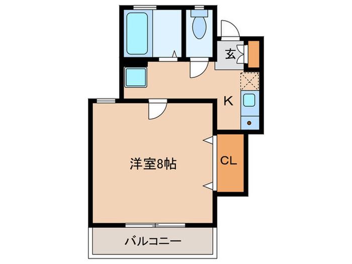 ソワサント上の丸(1K/2階)の間取り写真