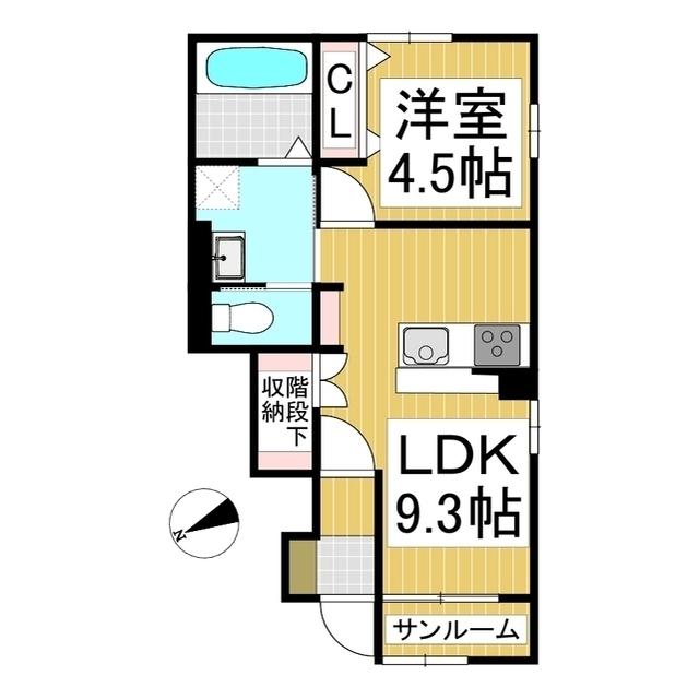 長野市稲葉(1LDK/1階)の間取り写真