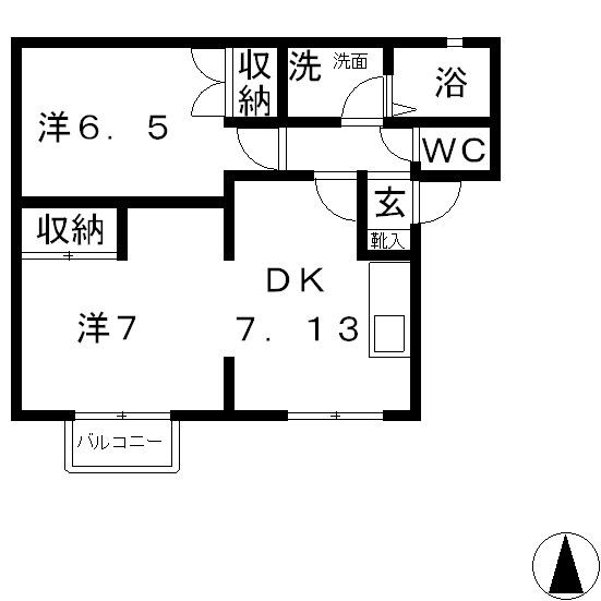 ラ・ソレイユ(1LDK/1階)の間取り写真