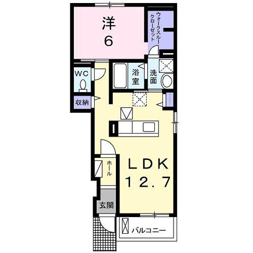 LIERRE淀南I(1LDK/1階)の間取り写真