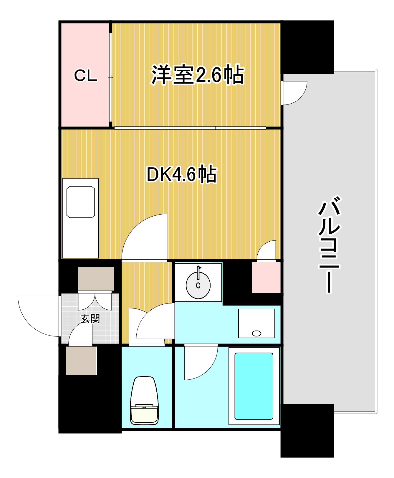 MODERN PALAZZO 警固(1DK/3階)の間取り写真