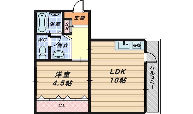 羽衣団地C棟(1LDK/3階)の間取り写真