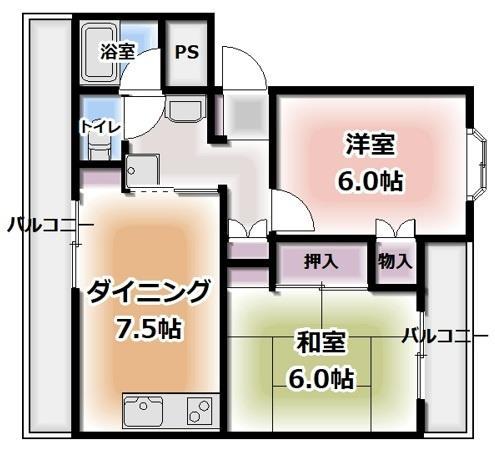 立花ハイツ(2DK/1階)の間取り写真