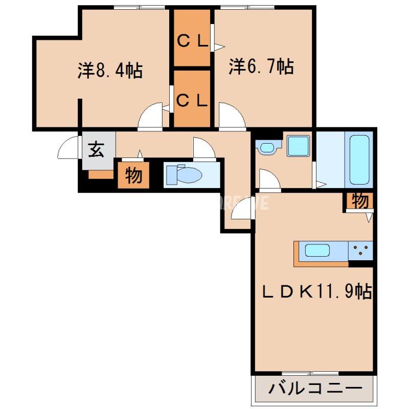 レジーナ・メゾン(2LDK/3階)の間取り写真