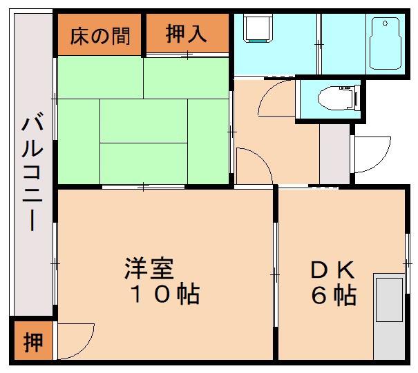 コーポ道美(2DK/2階)の間取り写真