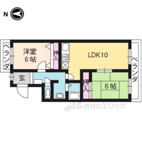 グリーンヒル黄檗(2LDK/2階)の間取り写真