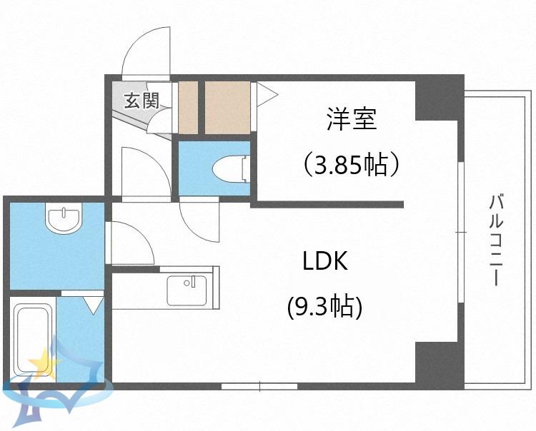 札幌レジデンス植物園(1LDK/7階)の間取り写真