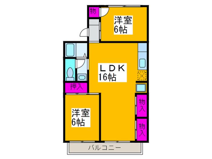 セジュール白鷺II(2LDK/2階)の間取り写真