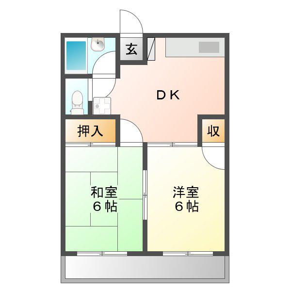 クレアンジュコート(2DK/2階)の間取り写真