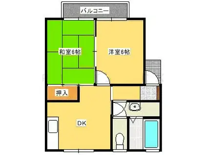 ニューシティ神町1(2DK/1階)の間取り写真
