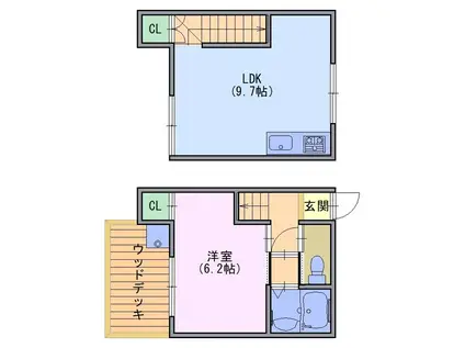 BEE HOUSE(1LDK/1階)の間取り写真
