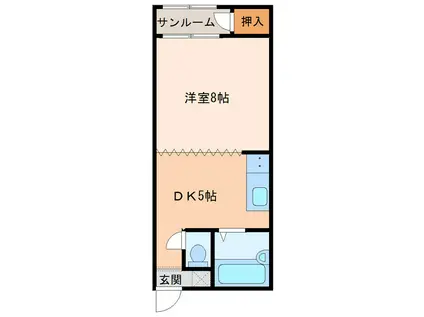 ラペルル(1DK/2階)の間取り写真