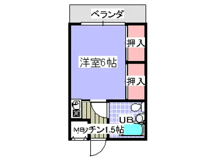 若竹マンション(1K/2階)の間取り写真