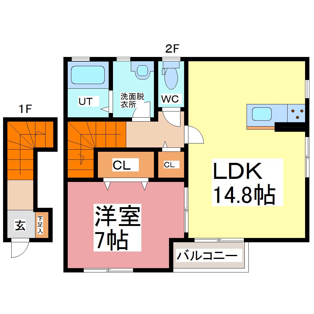 グランド ソレイユ(1LDK/2階)の間取り写真