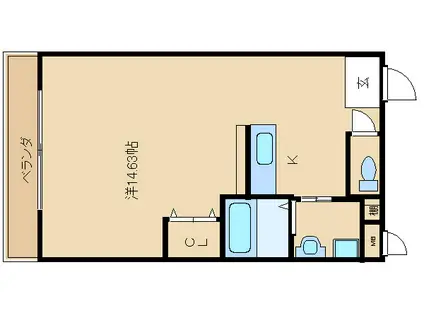 サウスフラワ(ワンルーム/1階)の間取り写真