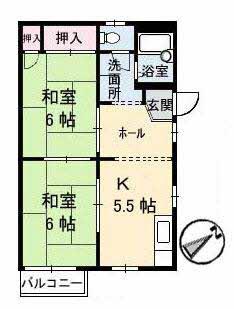 フレグランスビバ(2K/1階)の間取り写真