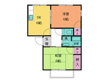 メゾンルック A棟(2DK/2階)の間取り写真