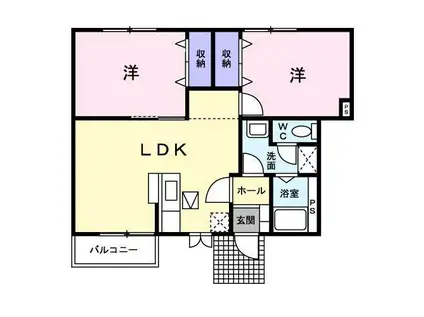 ヴェルドミール(2LDK/1階)の間取り写真