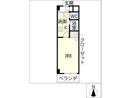 御剣ハイツ(1K/1階)の間取り写真