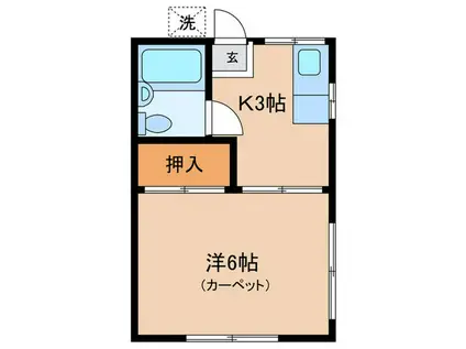 サニーハイム(1K/2階)の間取り写真