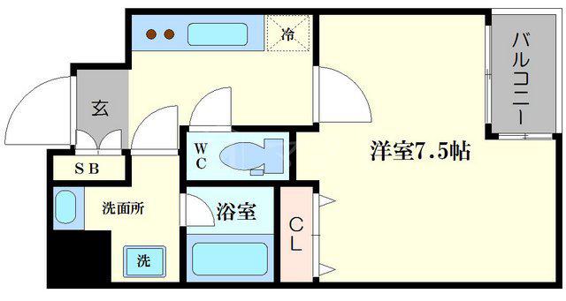 レジディア江戸堀(1K/4階)の間取り写真