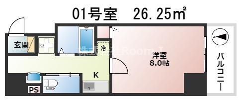 ミラージュパレス本町東レジデンス(1K/9階)の間取り写真