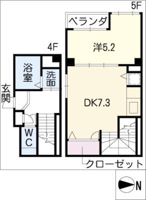 ルミエール SIN(1DK/5階)の間取り写真