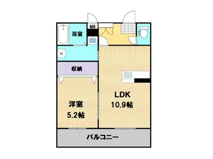 リヴェール7西条町下見(1LDK/1階)の間取り写真