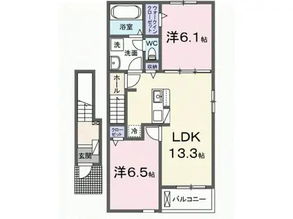 ヌーベル アネックス(2LDK/2階)の間取り写真