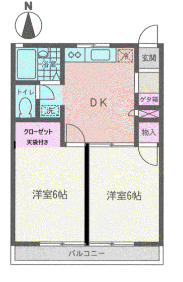 メゾンK(2DK/1階)の間取り写真