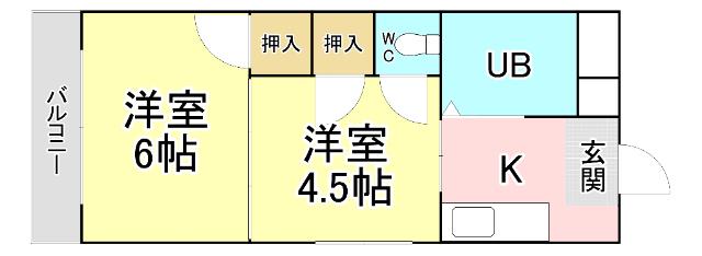ハイツ和幸(2K/2階)の間取り写真