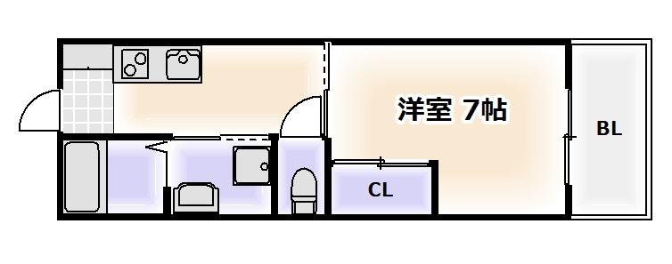 クリスタルグランツ難波南カストール(1K/5階)の間取り写真