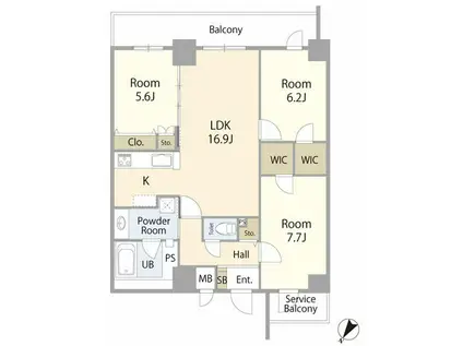 TUNAMAYO RESIDENCE(3LDK/8階)の間取り写真