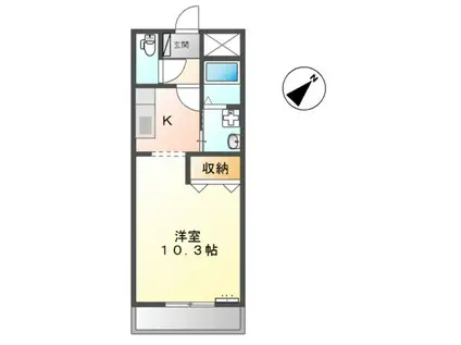 エクレールKAWAI(1K/2階)の間取り写真