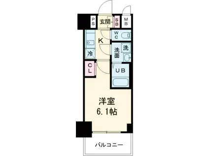エスリード神戸兵庫駅ミッドポート(1K/12階)の間取り写真